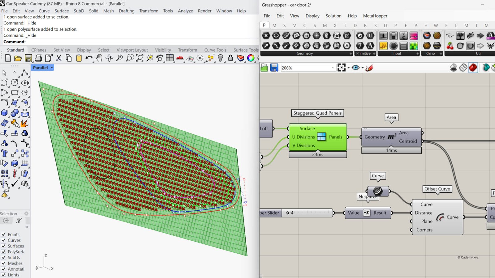 pattern generato in grasshopper